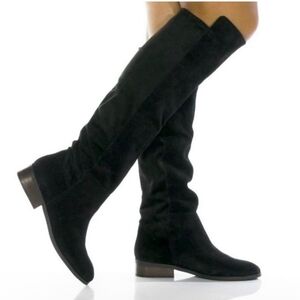 New Lucky Brand Calypso Black Suede Leather Knee-High Tall Boots Size 9